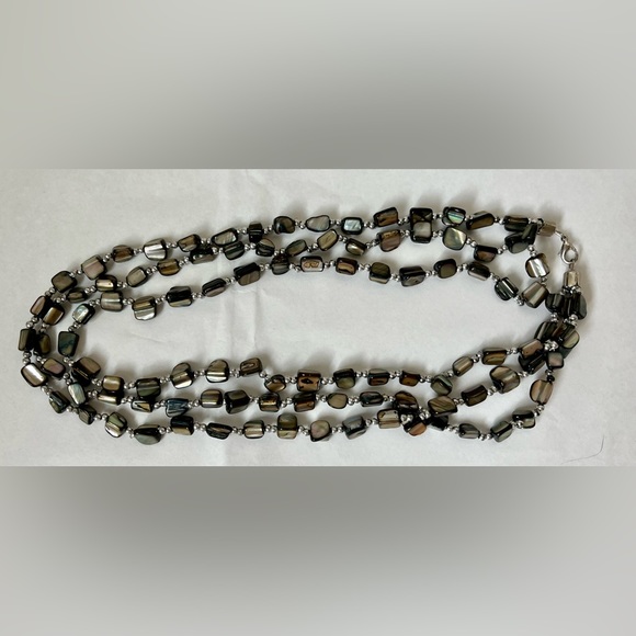 Abalone shell necklace, 3 strand alone or with tassel pendant- jewelry - Picture 16 of 16